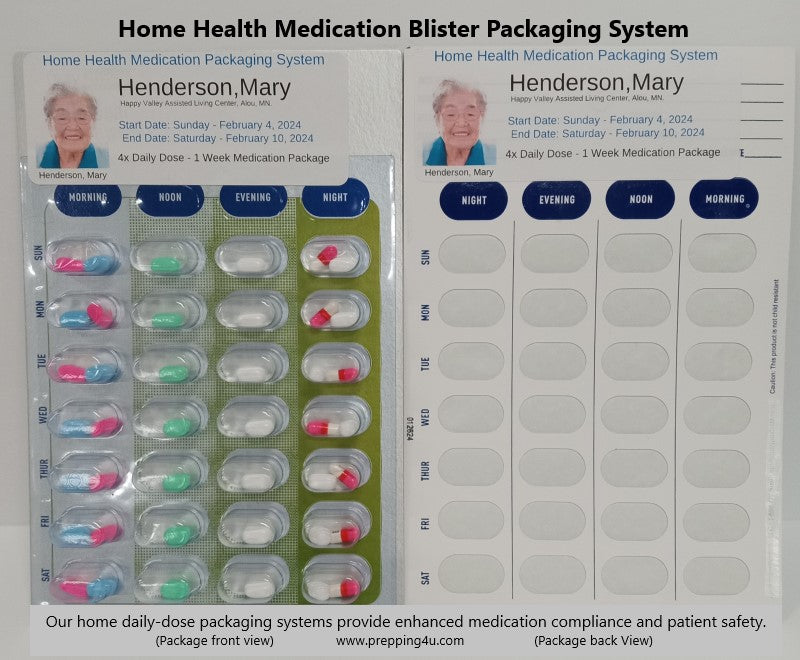 Daily Dose Weekly Medication Blister Packaging Kit