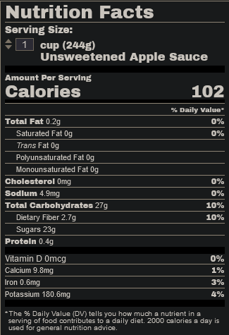 Freeze Dried Unsweetened Apple Sauce